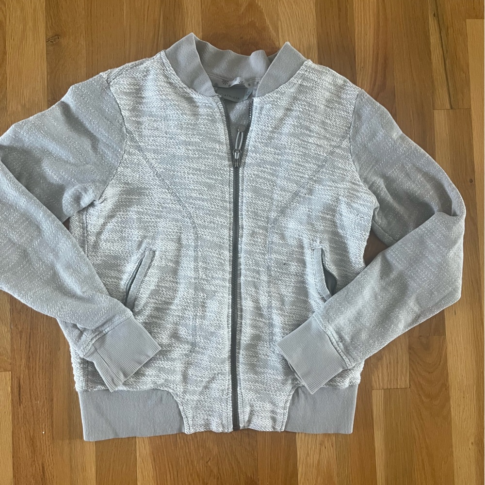 Athleta light grey bombastic bomber jacket M C7